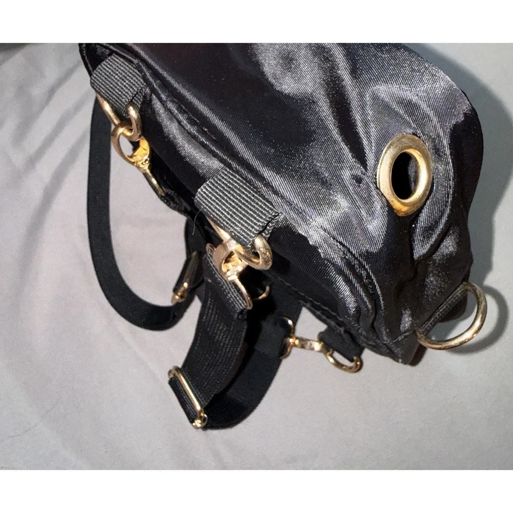 OG Crossbody Bag Unisex Small Black Excellent Nylon Gold Hardware Logo Pocket